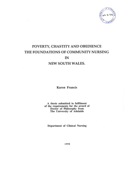 Poverty, Chastity and Obedience the Foundations of Community Nursing in New South Wales