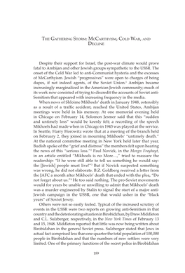 Despite Their Support for Israel, the Post-War Climate Would Prove Fatal to Ambijan and Other Jewish Groups Sympathetic to the USSR