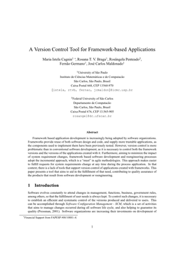 A Version Control Tool for Framework-Based Applications