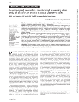 A Randomised, Controlled, Double Blind, Escalating Dose Study of Alicaforsen Enema in Active Ulcerative Colitis