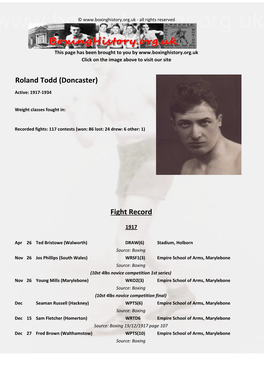 Fight Record Roland Todd