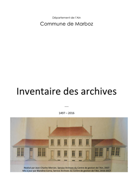 Inventaire Des Archives