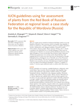 IUCN Guidelines Using for Assessment of Plants from the Red Book of Russian Federation at Regional Level: a Case Study for the Republic of Mordovia (Russia)