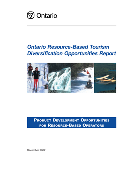 Ontario Resource-Based Tourism Diversification Opportunities Report