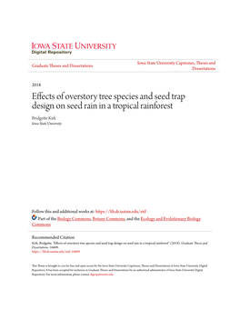 Effects of Overstory Tree Species and Seed Trap Design on Seed Rain in a Tropical Rainforest Bridgette Kirk Iowa State University