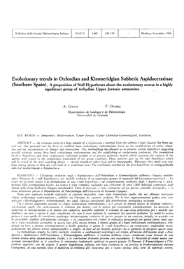 Evolutionary Trends in Oxfordian and Kimmeridgian Subbetic Aspidoceratinae (Southern Spain)