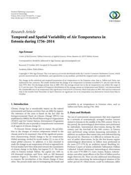 Temporal and Spatial Variability of Air Temperatures in Estonia During 1756–2014