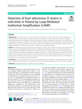 Detection of Fowl Adenovirus D Strains in Wild