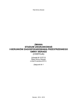 Zmiana Studium Uwarunkowań I Kierunków Zagospodarowania Przestrzennego Gminy Sieradz (Ii Edycja)