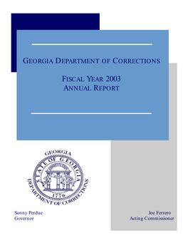 Georgia Department of Corrections Fiscal Year