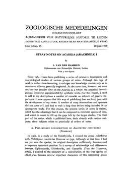 Zoologische Mededelingen Uitgegeven Door Het