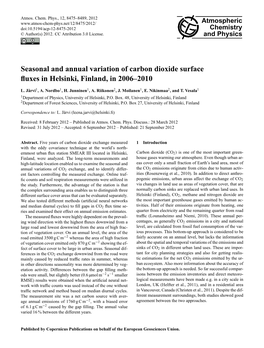 Seasonal and Annual Variation of Carbon Dioxide Surface ﬂuxes in Helsinki, Finland, in 2006–2010