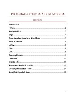 Pickleball: Strokes and Strategies