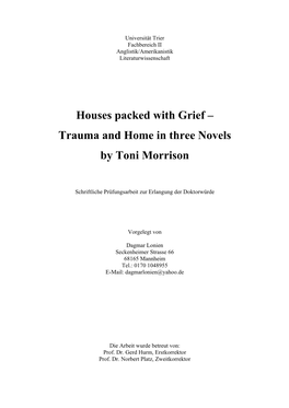 Trauma and Home in Three Novels by Toni Morrison