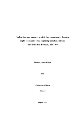 Why Capital Punishment Was Abolished in Britain, 1947-69