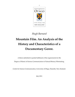 Mountain Film. an Analysis of the History and Characteristics of a Documentary Genre