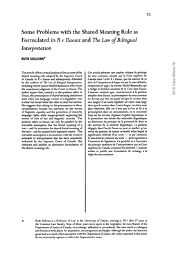 Some Problems with the Shared Meaning Rule As Formulated in R V Daoust and the Law of Bilingual Interpretation