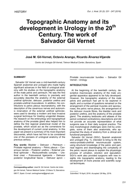 Topographic Anatomy and Its Development in Urology in the 20Th Century