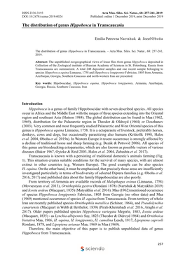 The Distribution of Genus Hippobosca in Transcaucasia