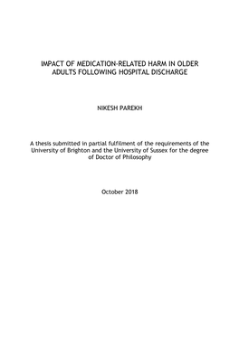 Impact of Medication-Related Harm in Older Adults Following Hospital Discharge