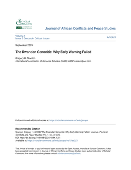 The Rwandan Genocide: Why Early Warning Failed