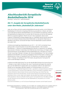 Abschlussbericht Europäische Basketballwoche 2014 Dienstag 27