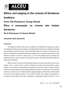 Ethics and Staging in the Cinema of Dardenne Brothers: from the Promise to Young Ahmed Ética E Encenação No Cinema Dos Irmãos Dardenne: De a Promessa a O Jovem Ahmed