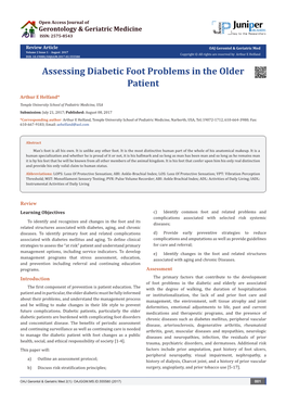 Assessing Diabetic Foot Problems in the Older Patient