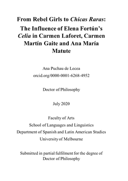 The Influence of Elena Fortún's Celia in Carmen Laforet, Carmen Martín