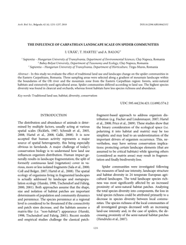 The Influence of Carpathian Landscape Scale on Spider Communities