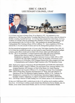 Eric C. Grace Lieutenant Colonel, Usaf