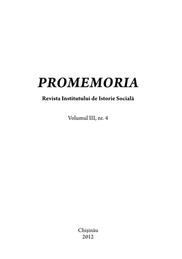 Promemoria Revista Institutului De Istorie Socială