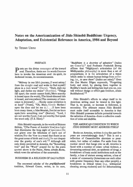 Notes on the Americanization of Jiido Shinshii Buddhism: Urgency, Adaptation, and Existential Relevance in America, 1986 and Beyond