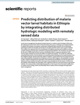 Predicting Distribution of Malaria Vector Larval Habitats in Ethiopia by Integrating Distributed Hydrologic Modeling with Remote