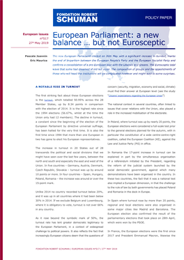 European Parliament: a New Balance … but Not Eurosceptic