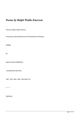 Poems by Ralph Waldo Emerson&lt;/H1&gt;