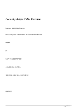 Poems by Ralph Waldo Emerson</H1>