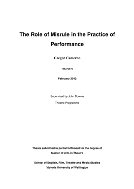 The Role of Misrule in the Practice of Performance