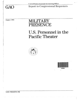 NSIAD-91-192 Military Presence: U.S. Personnel in the Pacific Theater