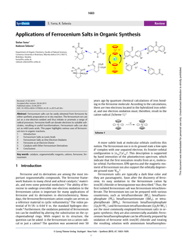 Applications of Ferrocenium Salts in Organic Synthesis