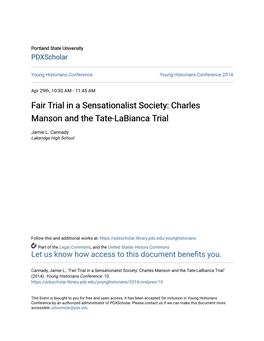Charles Manson and the Tate-Labianca Trial