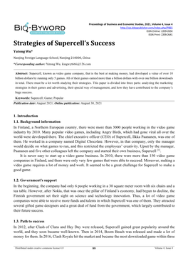 Strategies of Supercell's Success
