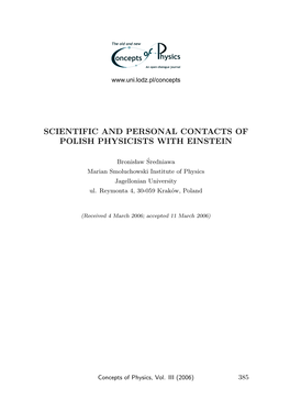 Scientific and Personal Contacts of Polish Physicists with Einstein