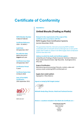 Certificate of Conformity