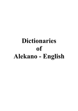 Dictionaries of Alekano–English