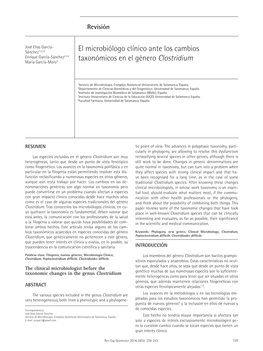 El Microbiólogo Clínico Ante Los Cambios Taxonómicos En El Género Clostridium