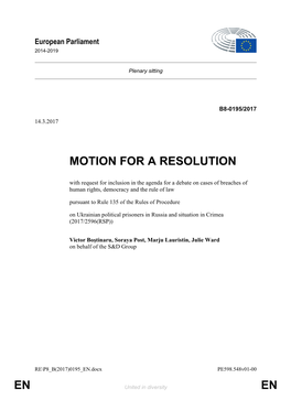 En En Motion for a Resolution