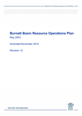 Burnett Basin Resource Operations Plan May 2003 Amended