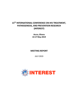 13Th International Conference on Hiv Treatment, Pathogenesis, and Prevention Research (Interest)