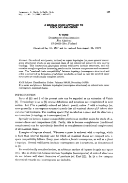 A Maximal Chain Approach to Topology and Order